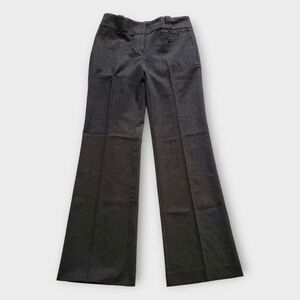 LOFT Marisa Fit Career Pant Trouser Size 0 Flare Leg Mid-Rise Gray Black